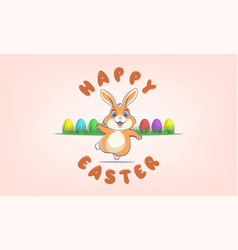 Funny Cartoon Chubby Ginger Jumping Easter Bunny