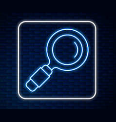 Glowing Neon Line Magnifying Glass Icon Isolated