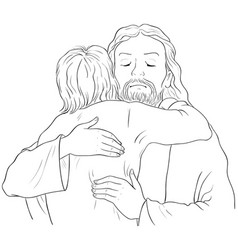 Jesus Hugging Child Christian Coloring Page