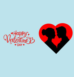 Happy Valentines Day Typography Couple Silhoueti