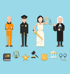 Law justice and order realistic icons set Vector Image