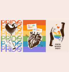 Set Of Vertical Flyers On The Theme Pride Month