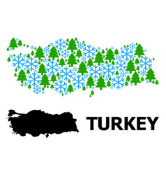 Winter Composition Map Turkey With Snow Flakes