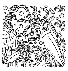 Giant Squid Coloring Page For Kids