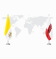 Vatican And Gibraltar Flags For Official Meeting