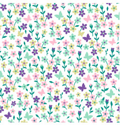 A Pattern Of Pink Purple Mint And Green Flowers