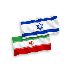 Flags Iran And Israel On A White Background