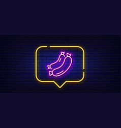 Sausage Line Icon Barbecue Food Sign Neon Light