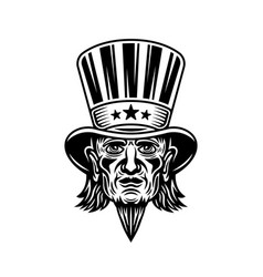 Uncle Sam Head Man In Cylinder Hat