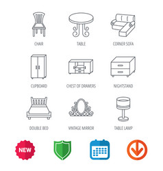 Corner Sofa Table And Cupboard Icons