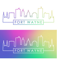 Fort Wayne Skyline Colorful Linear Style