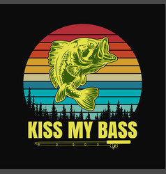 Kiss My Bass Cute Vintage Fishing Design