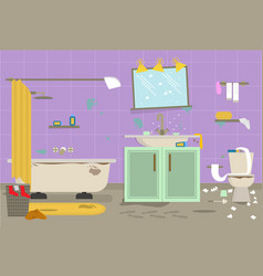 Cartoon Dirty Organized Bathroom For Cleaning Room