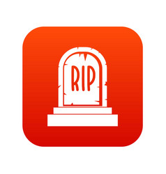 Gravestone With Rip Text Icon Digital Red