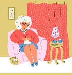 Old Lady Is Sitting In A Chair Her Room