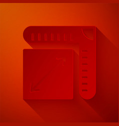 Paper Cut Size Icon Isolated On Red