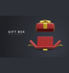 3d Realistic Open Gift Box Isolated On Dark