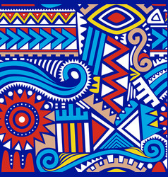 Abstract African Seamless Pattern In Blue Style