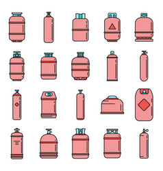 Industrial Gas Cylinders Icons Set Color