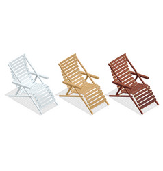 Isometric Wooden Deck Chairs Lounge Sun Chair