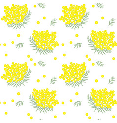 Seamless Pattern With Mimosa Spring Yellow Flowers