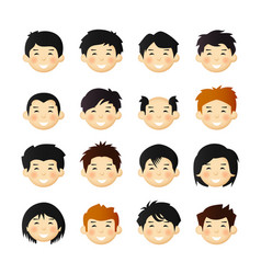 Asian Men Avatars Set With Different Hairstyle