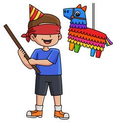 Happy Birthday Boy With Pinata Cartoon Clipart