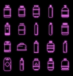 Industrial Gas Cylinders Icons Set Neon