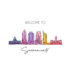 One Single Line Drawing Of Sacramento City