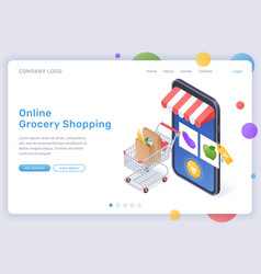 Online Grocery Shopping Isometric Landing Page