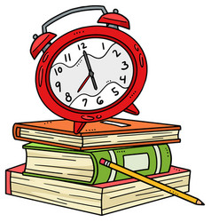 Alarm Clock And Books Cartoon Clipart