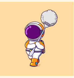 Astronaut Is Holding A Big Fork And Poking A Big