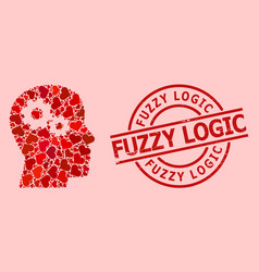 Scratched Fuzzy Logic Stamp And Red Heart Head