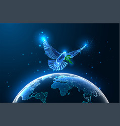 World Peace Concept With Flying Dove And Planet