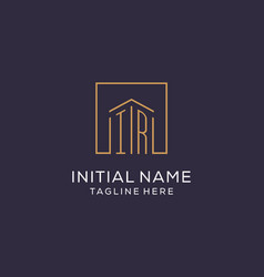 Initial Ir Logo With Square Lines Luxury