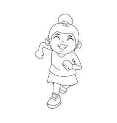 Cute Girl With Her Hair Tied Up In A Bun Cartoon