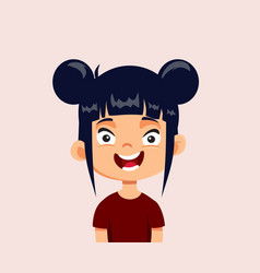 Happy Girl Of Asian Ethnicity Smiling Cartoon