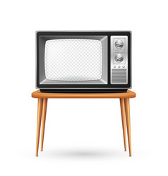 3d Realistic Retro Tv Receiver On A Wooden