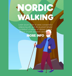 Active Senior Man Performing Nordic Walking