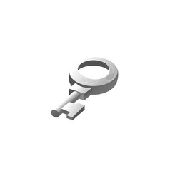 Silver Metal Key Icon 3d Realistic