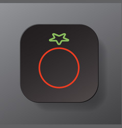 Black Square Button With Tomato Vegetable Outline