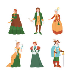 People Dressed Clothing Of 18th Century Set Men