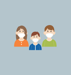 People In Medical Face Mask Or Family With Child