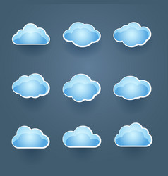 Set Of Blue Cloud Icons