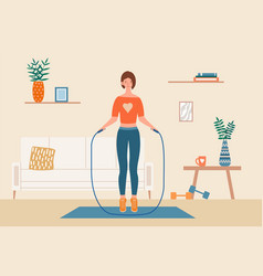 Woman Jumps Skipping Rope