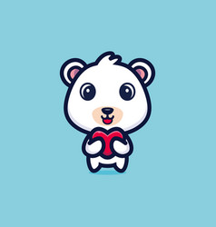 Cute Bear Standing Holding Love Cartoon Icon