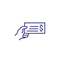 Hand Holding Bank Bill Line Icon