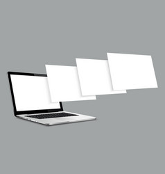 Laptop Computer Mockup With Blank Wireframing