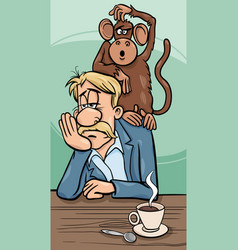 Monkey On Your Back Cartoon Concept