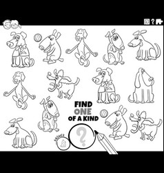 One Of A Kind Task With Funny Cartoon Dogs